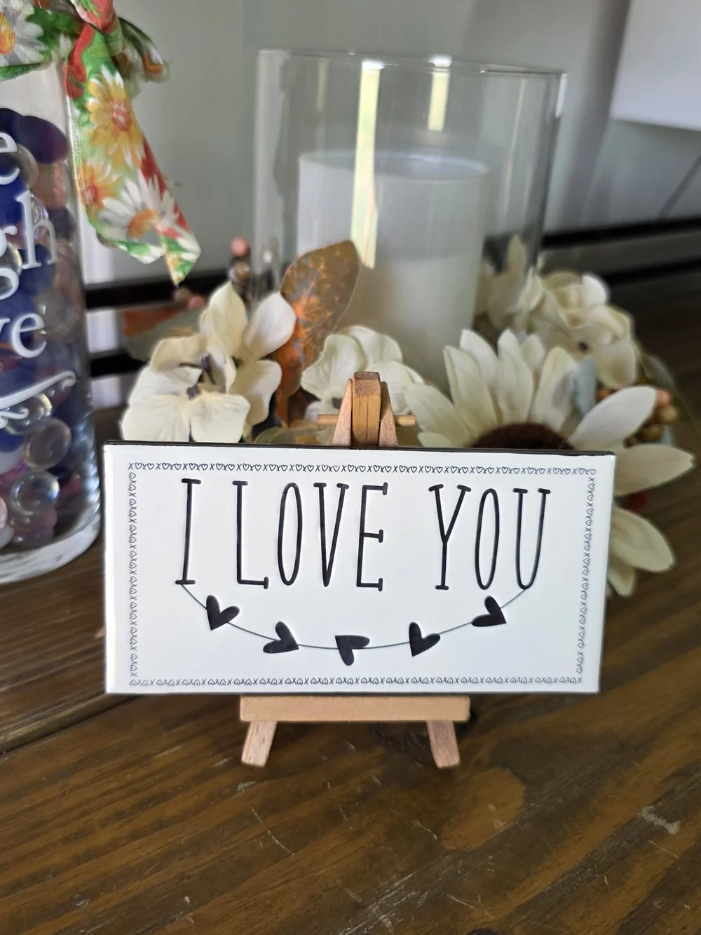 Rustic 'I Love You' White & Black Mini Sign